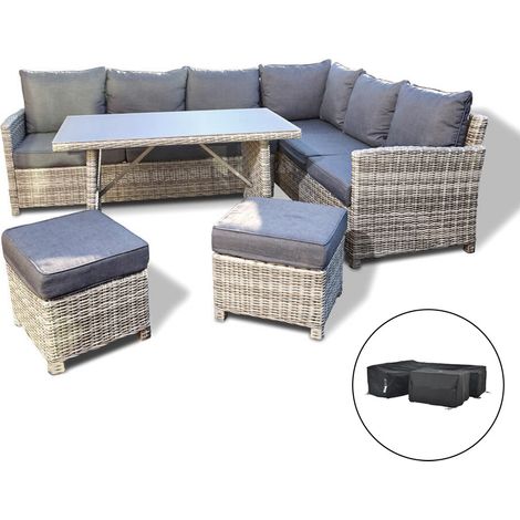 Home Deluxe - Grupo de asientos de ratán BAHIA  Equipamiento: Con cubierta para la lluvia