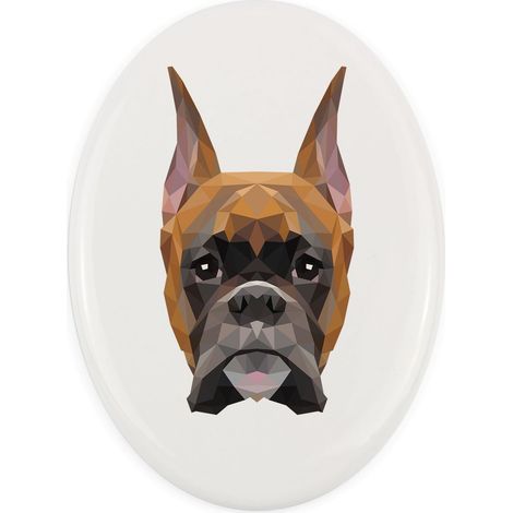 Boxer, Boxer I - una piastrella geometrica con foto e iscrizione di Art-Dog (1/4)