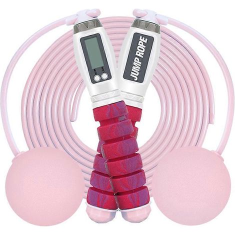 Corde à sauter numérique intelligente, corde de fitness avec poignées lestées réglables pour une utilisation intérieure et extérieure, silencieuse, rotation à 360 degrés et écran LCD (1/4)