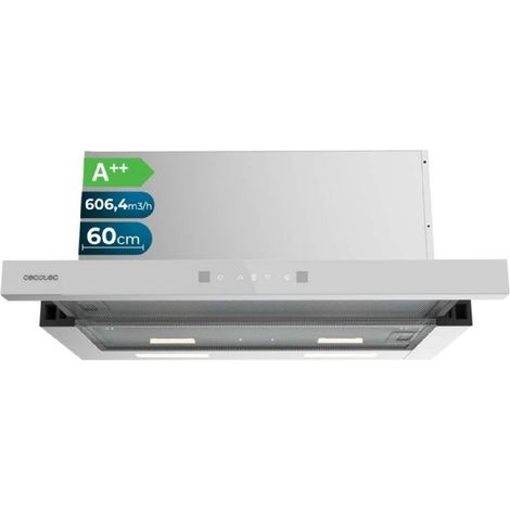 Cecotec Campana Extractora Telescópica Bolero Flux TLT 605501 Glass White A++, 60cm, 606,4m³/h de succión