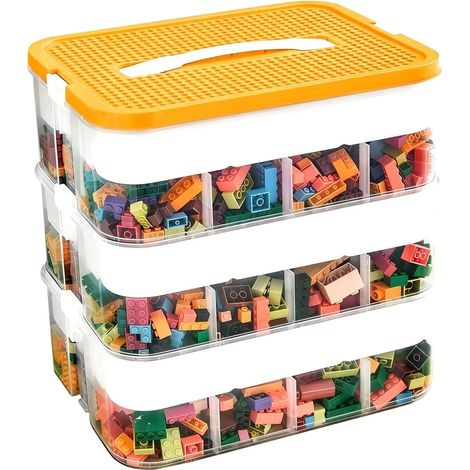 Caja de almacenamiento de juguetes apilable de 3 niveles con visibilidad clara. (1/2)