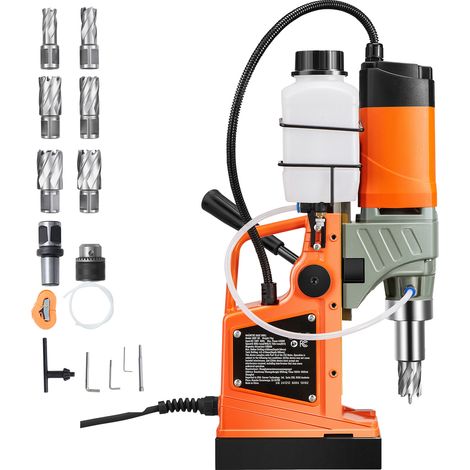 Mophorn Magnetbohrmaschine mit 1450-Watt-Motor, 2-Zoll-Bohrdurchmesser, 2878 lbf Haftkraft, tragbare elektrische Bohrmaschine für Metalloberflächen, inklusive 6 Kernbohrern