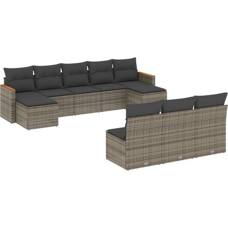 Maison Exclusive - Set de sofás de jardín 10 pzas con cojines rat