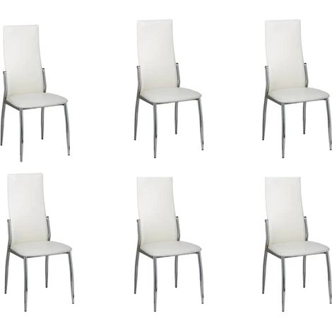Maison Exclusive - Esszimmerstühle 6 Stk. Weiß Kunstleder (1/5)
