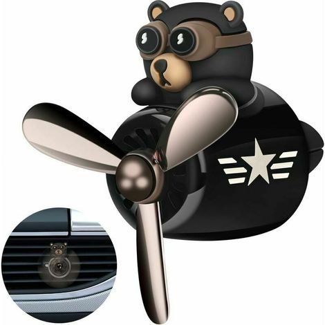 1 Pcs Voiture Parfum Diffuseur Ventilateur Accessoires Voiture Dessin Animé Ours Pilote Souffleur D'air Découpe Clip Aromathérapie Décorations De Voiture (Black Cool Bear) -62 60 48mm (1/4)