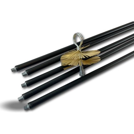 Kit ramonage classique conduit non gainé  Hérisson acier  5 cannes de 1,4 m  Ø 125 mm - Kit classique acier court (1/5)