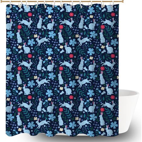 Voile de douche fluide en polyester 180x180 avec motif rideau imperméable pour salle de bain avec baignoire (1/5)