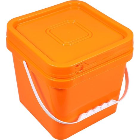 Seau Portable ou 5l de Orange Peinture Couvercle Plastique et Finition Soignée Contenir Peinture à l'huile et Pigments pour Atelier Chantier (1/5)