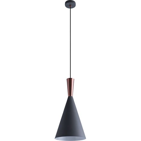 Paco Home Luminaria Susp. Colgante Comedor Mesa Comedor 1,5m Cable Textil Recort. Ø18,5cm Cobre-gris, 1 fuentes luminos.+ lámp.ST64 ámbar