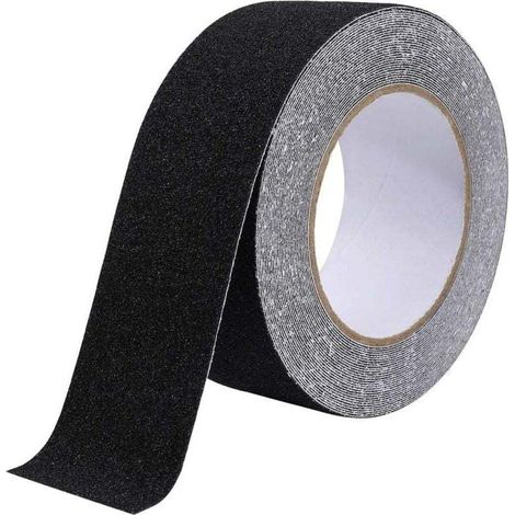 Cinta adhesiva antideslizante para escaleras, resistente a la fricción, abrasiva para mayor seguridad, escaleras de mano, uso interior y exterior, alta tracción, 5 cm x 10 m, negra