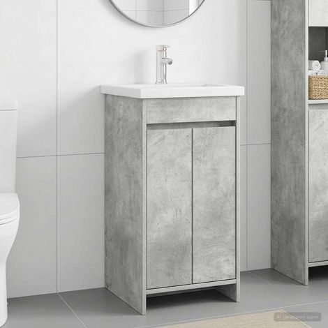 vidaXL Meuble de salle de bain avec évier Gris béton 42 x 40 x 84,5 cm (1/5)