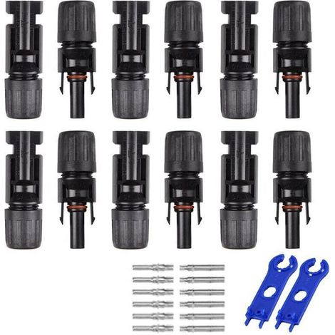 pairs MC4 male/female double ring waterproof seal solar panel cable connectors (1/5)