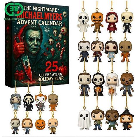 Calendrier de l'Avent Michael Myers, boîte surprise, décoration de sapin de Noël, pendentif en acrylique (1/5)