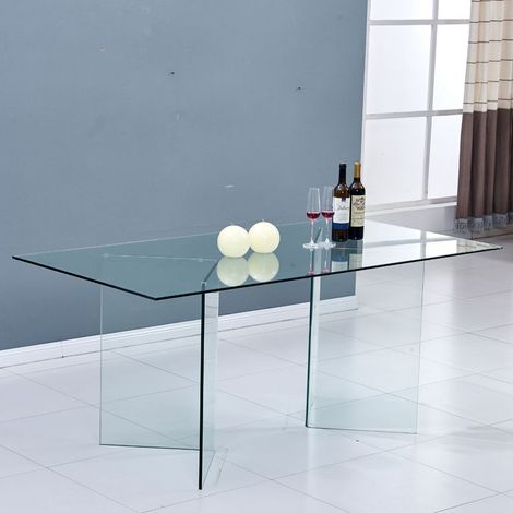 Tavolo in vetro trasparente temperato Nespolo 180x90x78H (1/5)