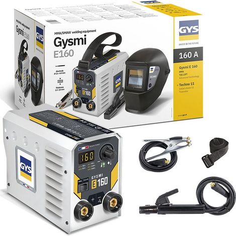 Poste à souder MMA GYSMI E160 – Inverter monophasé – 2 procédés MMA/TIG – Écran digital – Soudures acier jusqu'à 10 mm