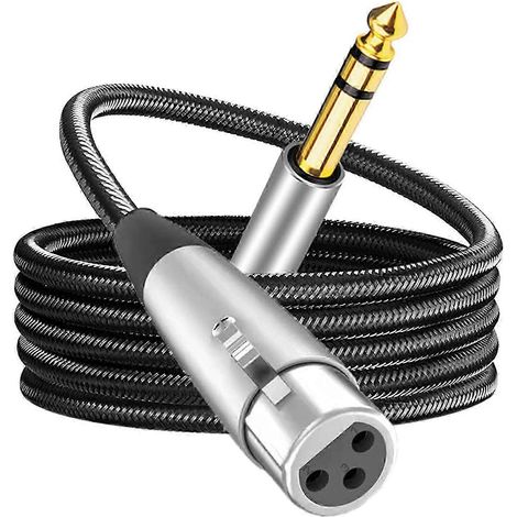 Câble XLR femelle vers jack TRS 6,35 mm (1/4 pouce) HD Sound Lead symétrique pour microphone dynamique, cordon micro 3 mètres (1/5)