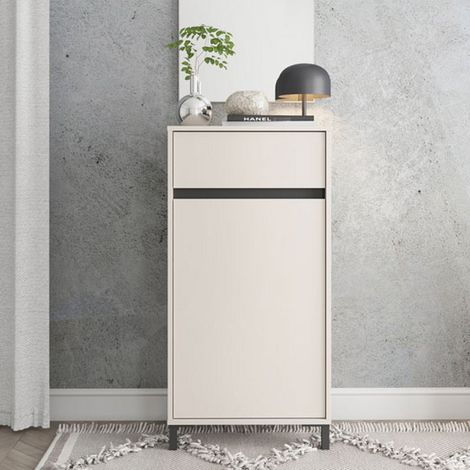 Flur-Schrank Pollenza, eine Schublade, 2 Regale, eine Tür, 54,5x40x109,5h cm Cremeweiß (1/5)