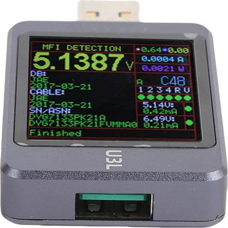 Testeur USB 1,77 Pouces, Multimètre de Puissance PD3.1 AVS USB4, Compteur de Puissance avec Boîtier en Alliage d'aluminium avec Processeur ARM 240 MHz, Idéal pour l'analyse Professionnelle (1/5)