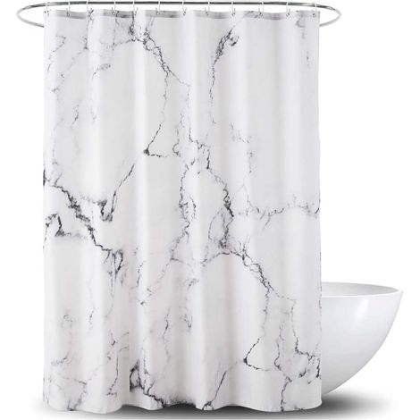 TuseRxln Rideaux de salle de bain – Hydrofuges et antifongiques – Housse de douche – Avec ourlet lesté et anneaux en plastique blanc – 1 pièce – Pour la maison et l'hôtel – Gris argenté (1/5)