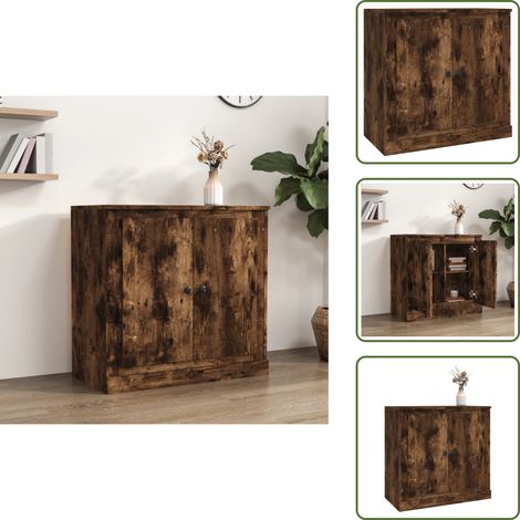 Aparador de almacenamiento - vidaXL Aparador de madera contrachapada roble ahumado 70x35,5x67,5 cm - Aparador decorativo