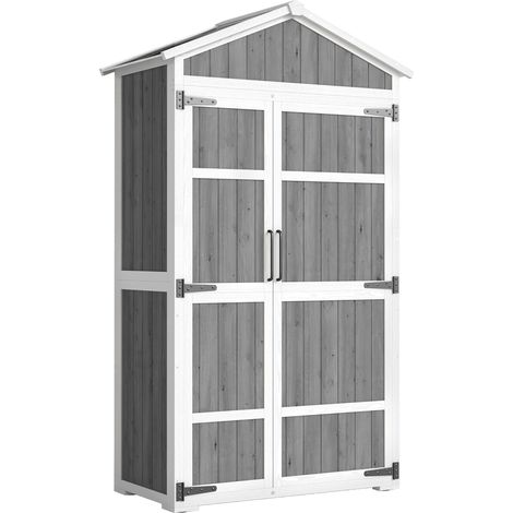 Armoire de jardin étanche métal gris 105x55x179 cm, abri extérieur double porte pour rangement outils et matériel (1/5)