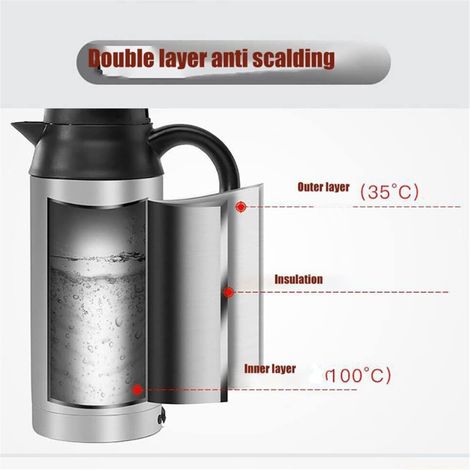 Bouilloire électrique portable 750 ml en acier inoxydable pour voiture, allume-tasse électrique, 24 V, couleur argent (1/5)
