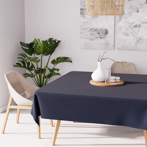 Nappe anti-tâches carrée 180x180 cm ALIX bleu jean, par Soleil d'Ocre