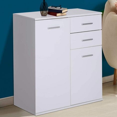 Mobile Madia con Cassetti Ante 2 Ripiani Mobiletto Credenza Cucina Bagno Moderna (1/4)