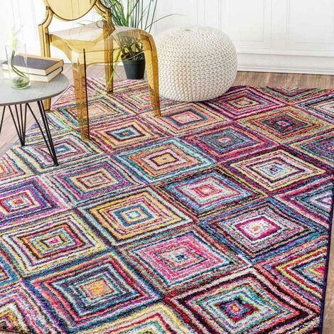 Tapis salon et chambre 60x110 multicolore rectangle tissé motif géométrique LYN6 CARI (1/5)
