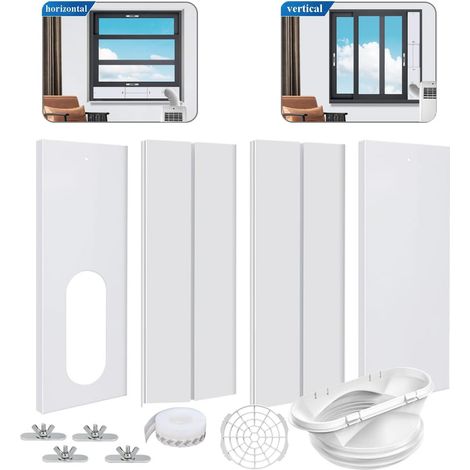 Kit d'évent de fenêtre de climatiseur portable, joint de fenêtre de climatiseur pour tuyau d'échappement de climatiseur de diamètre 13/15cm(5/5.9in), longueur réglable 43-144cm(17-55in) (1/5)