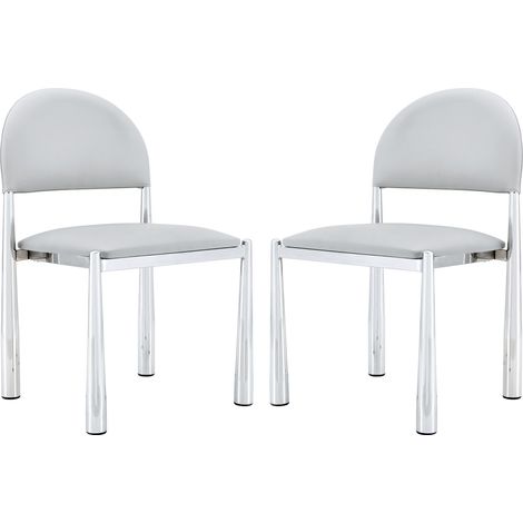 GagaChaises salle à manger lot de 2, dossier demi-rond, PU, métal, 80 cm (1/5)