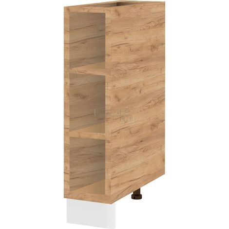 Cuisineandcie – Range bouteille chêne brut 20 cm – Meuble de rangement esthétique et durable – Charnières renforcées et fermeture automatique