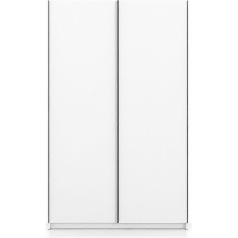 Armadio Con Due Ante Scorrevoli In Melaminico Dotato Di Barra Appendiabiti E Ripiano Superiore Design Minimal Salvaspazio Per Camera Da Letto Cameretta Ospiti 204.5x122.4x60.3 Cm Bianco (1/5)