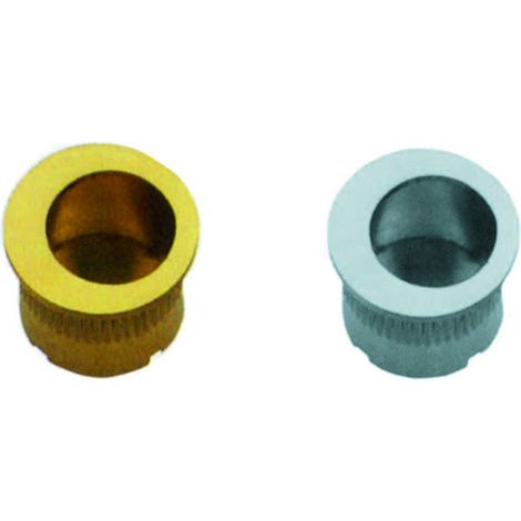 Maniglietta ditale tonda ad incasso senza foro in ottone - Ø mm.25 in ottone cromo satinato - 6 pz