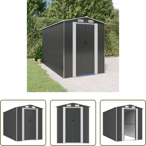 Rangement extérieur -  Abri de jardin Anthracite 192x357x223 cm Acier galvanisé (1/5)