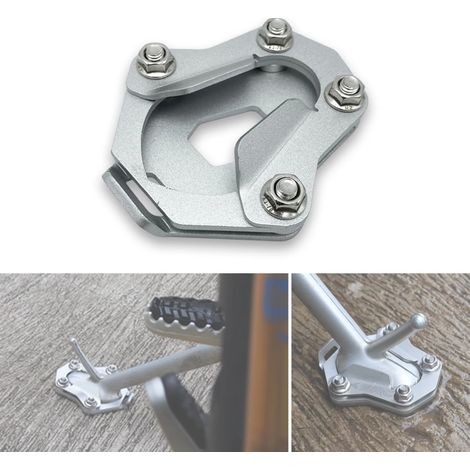 (Argent) Plaque de support de béquille latérale compatible avec Triumph Scrambler 1200 XC XE 2019-2021 2020. Pièce de moteur maxpower.