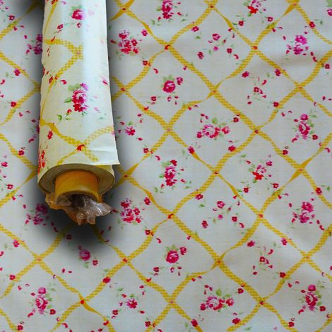 MEGA STOCK Rotolo da 20 metri (H140cm) di Tovaglia PVC telata cerata Per Casa, Sagre, Pizzerie ONDE GIALLE