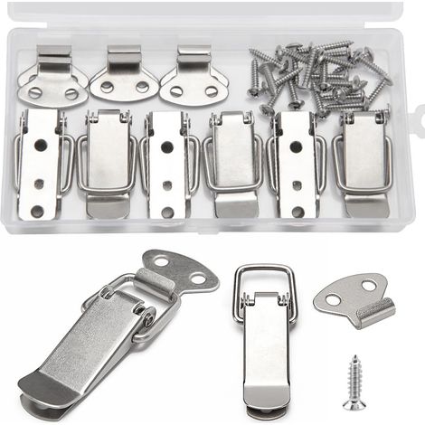6 Pièces Fermeture a Levier Fermeture à Ressort Loquet, Loquet à Ressort Bascule 72mm, Ressort Boucle de Verrouillage pour Coffret, Tiroir, Coffre à Outil, avec 24 Vis M4x16 (1/5)