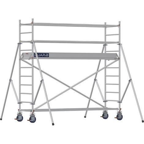 DUARIB - Échafaudage roulant aluminium Docker – Version lisses – Largeur 85 cm – Hauteur max 11,90 m – Longueur 2,05 / 2,54 / 2,95 m - Hauteur de plateau 1,9 m - L 2,95 x l 0,85 m