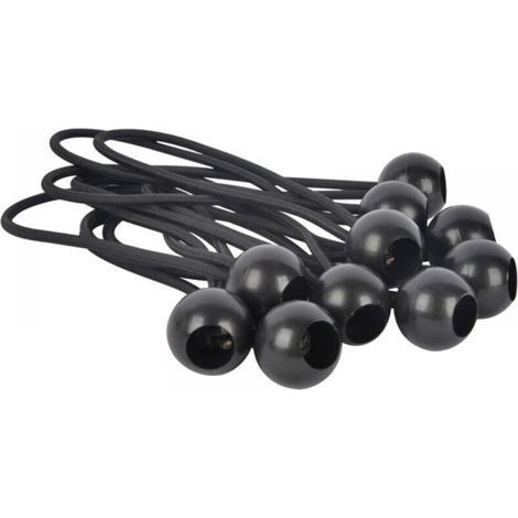 10 Set Tarpaulin Quick Connector Black 4MM Round Plastic Ball Head Elastic Band Outdoor (1/3)