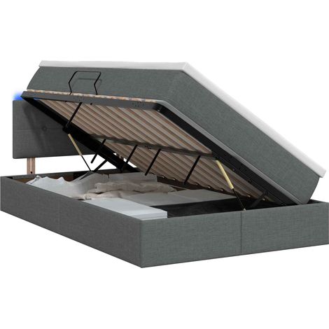 Maison Exclusive - Letto con contenitore LED e materasso Grigio Scuro 120 x 200 cm (1/5)
