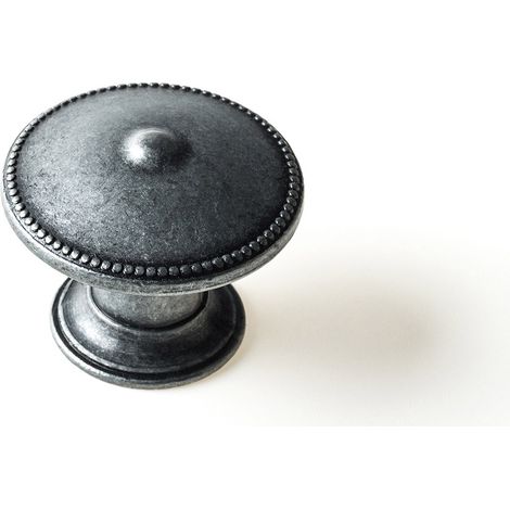 Pomo de zamak con acabado plata vieja, dimensiones:30x30x24mm -