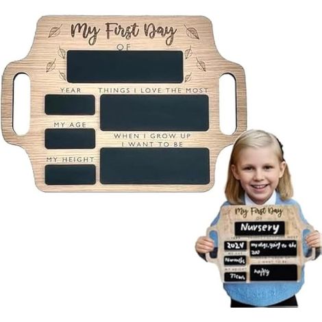 Panneau Premier Jour d'École, Signal Portable avec Poignée, Accessoire Photo Rentrée, Ardoise Personnalisable Prénom (1/5)