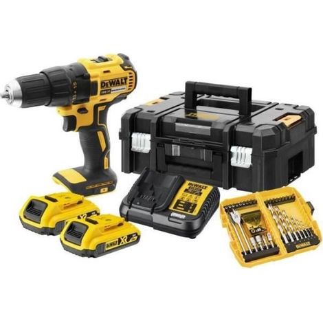 TRAPANO A BATTERIA DEWALT BRUSHLESS 18V 2 AH LI-ION, 2 BATTERIE DCE777D2K + 56 ACCESSORI