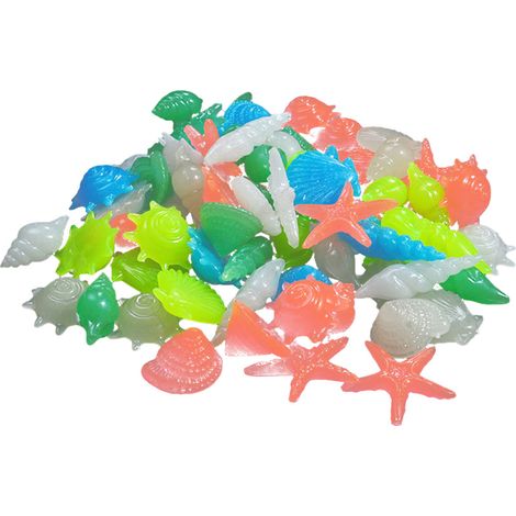 50 coquillages lumineux pour aquarium, décorations en résine, diamètre 3 à 5 cm, couleurs assorties (1/5)