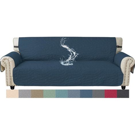 1 Housse de canapé d'angle,Imperméable,Antidérapante,Lavable,Polyester,4 places,Bleu Berlinois (1/5)