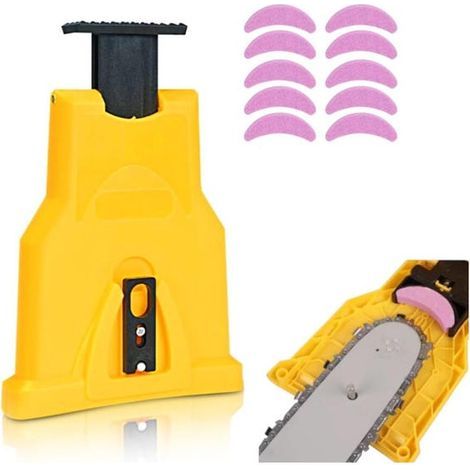 Affûteur de chaîne de tronçonneuse, kit d'affûtage de chaîne de tronçonneuse, affûteur de chaîne portable avec 10 pierres à aiguiser, outils de travai-Chrom (1/5)