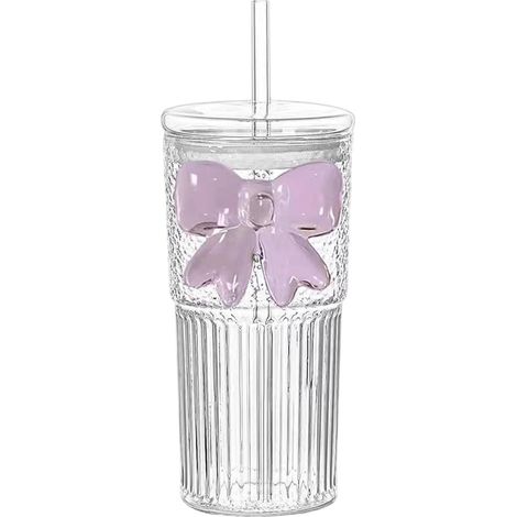Verre À Boisson - 20 Oz - Avec Arc Rose Et Rayures - Pour Enfants Et Adultes - 1 Pièce (1/5)
