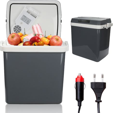 Jiubiaz Nevera eléctrica portátil Caja refrigerante 12 V / 230 V Caja calefactora termoeléctrica - Modo ecológico - Coche y toma de corriente - 25 l