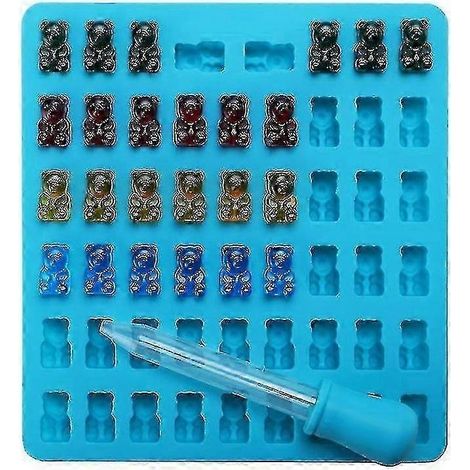Set aus 2 Silikon-Süßigkeiten- und Eiswürfelformen (53 Mulden), Gummibärchenformen (Geschenk). (1/5)